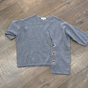 THML Gray Sweater with Metal Toggle Accent